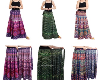 Printed Cotton Skirt, Boho Tie Wrap, Handmade Indian Maxi Skirt