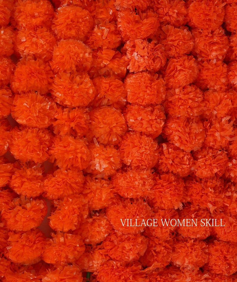 Wholesale Lot Wedding Mehndi Party Door Floral Garland Indian Decoration, Home Decor Fresh like Artificial Marigold flower Orange