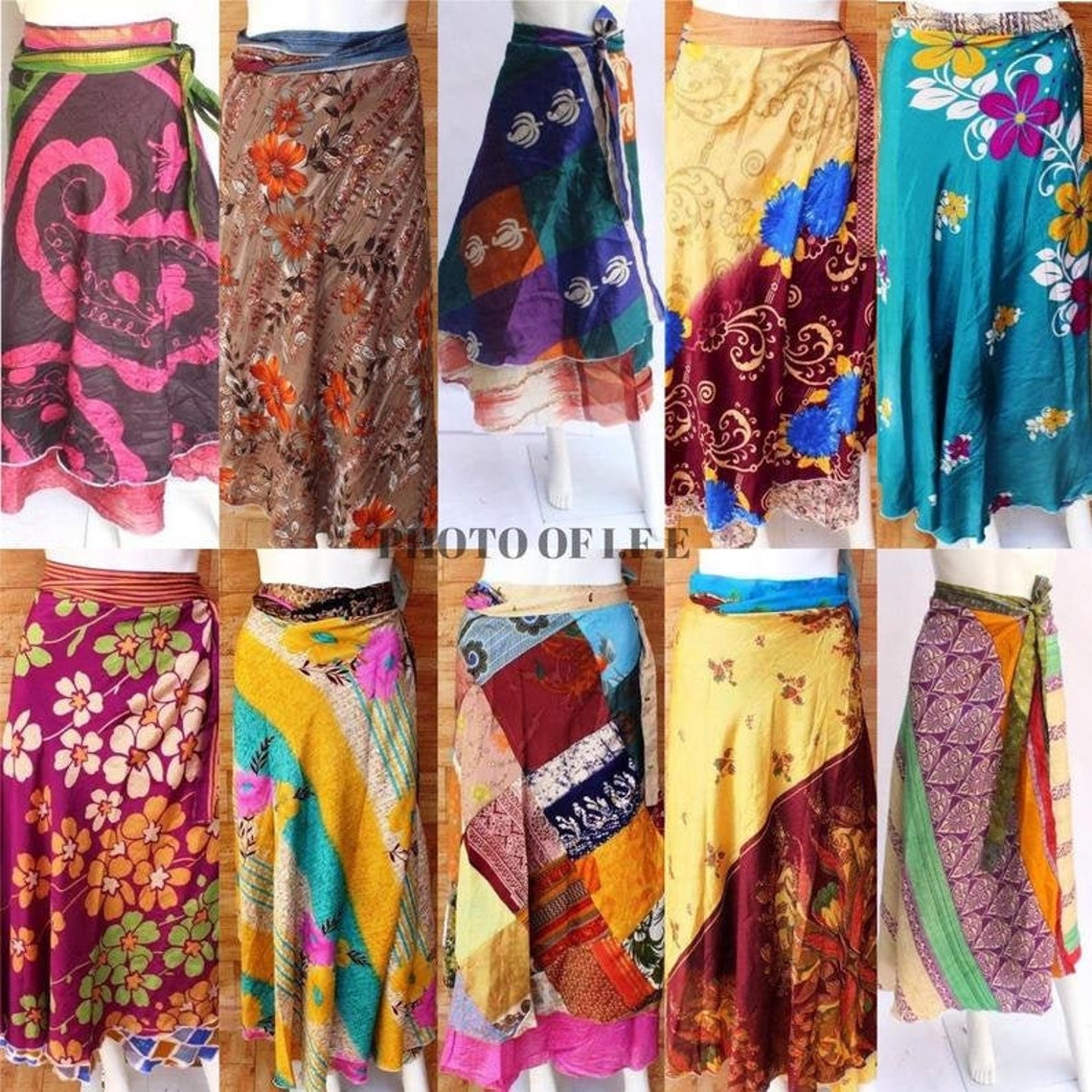 Vintage Sari Beaded Patchwork Bohemian Skirt 46