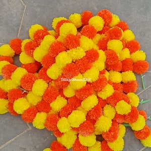 Wholesale artificial marigold flower garlands Indian wedding decoration flower garland bulk garlands for wall decor marigold garlands image 10