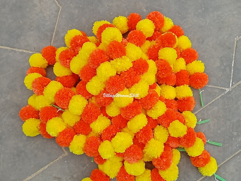 Wholesale artificial marigold flower garlands Indian wedding decoration flower garland bulk garlands for wall decor marigold garlands image 10