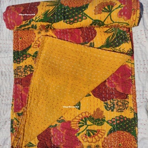Kantha Quilt 100% Baumwolle Queen Size Indische Quilt Hand genäht Boho Quilt Bettwäsche werfen Quilt Tagesdecke Kantha Handmade Quilts Bild 2