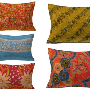 Bohemian Cushion Cover, vintage kantha pillowcase, handmade decorative cushion cover, pillow cover, ethnic pillow cover living room decor