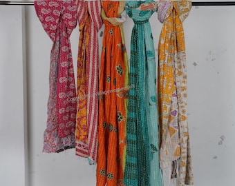 Wholesale Lot Vintage Cotton Indian Kantha Scarf Scarves Stole Bohemian Hippie Handmade Bohemian Scarves Scarf ( Assorted Colors )