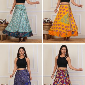 Wholesale of Vintage Indian Silk Wrap Skirts Bohemain Wrap Skirt Summer Long Maxi Handmade Skirt image 20
