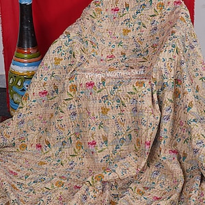 Kantha Quilt 100% Baumwolle Queen Size Indische Quilt Hand genäht Boho Quilt Bettwäsche werfen Quilt Tagesdecke Kantha Handmade Quilts Bild 4