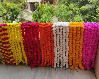 Wholesale artificial marigold flower garlands Indian wedding decoration flower garland bulk garlands for wall decor marigold garlands