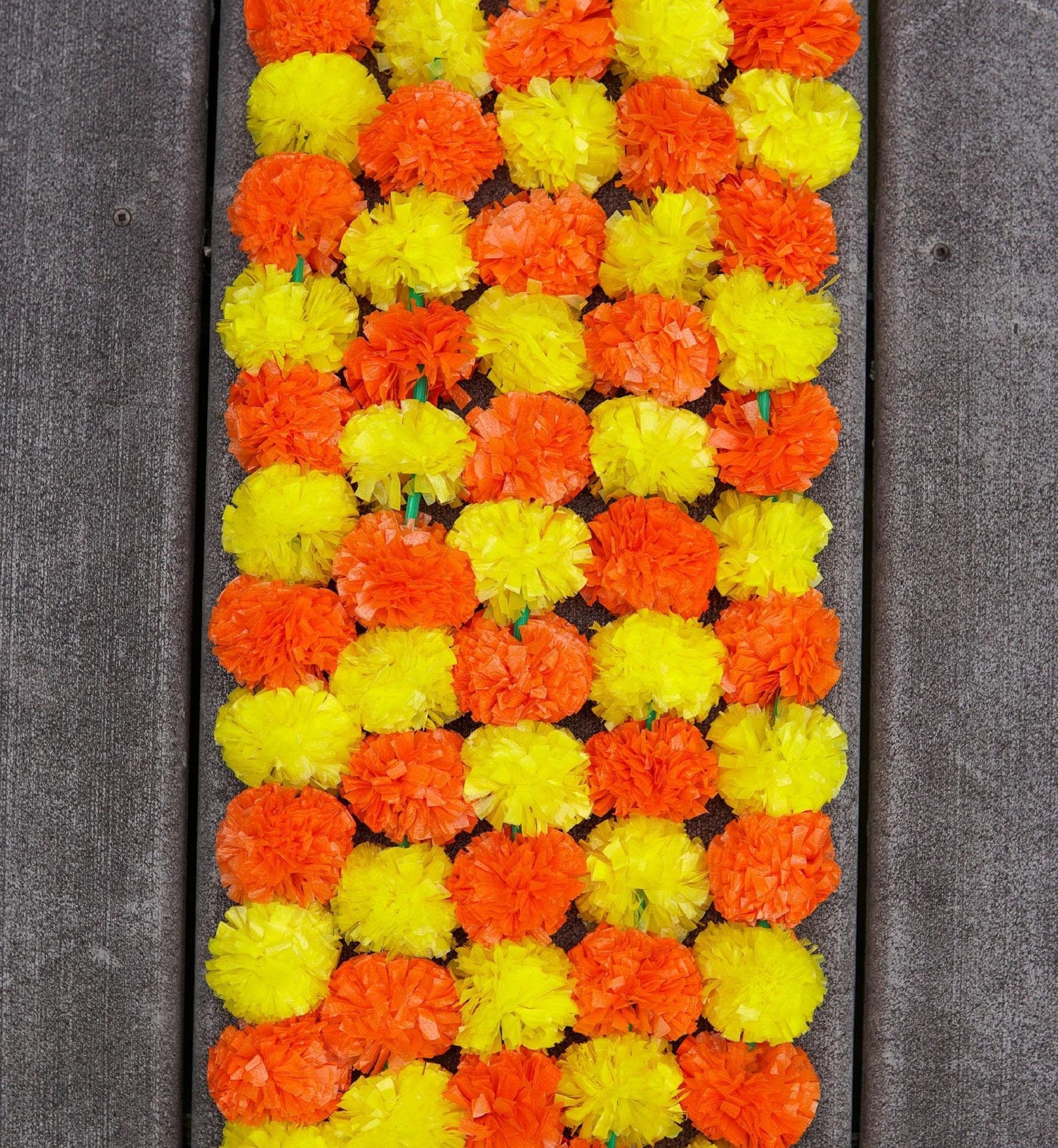 Indian yellow with orange Color Artificial Decorative Marigold Etsy