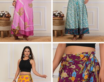 Vintage Sari Silk Wrap Skirt: Reversible Handmade Long Skirt - Etsy