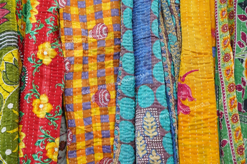 Wholesale lot of Boho bedding kantha quilt reversible quilt bedspread vintage handmade kantha throw 85X55 inches zdjęcie 6