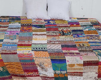 Trapunta patchwork boho, trapunta kantha, trapunte vintage fatte a mano, trapunte boho king size, coperte, copriletto, trapunte hippie in vendita