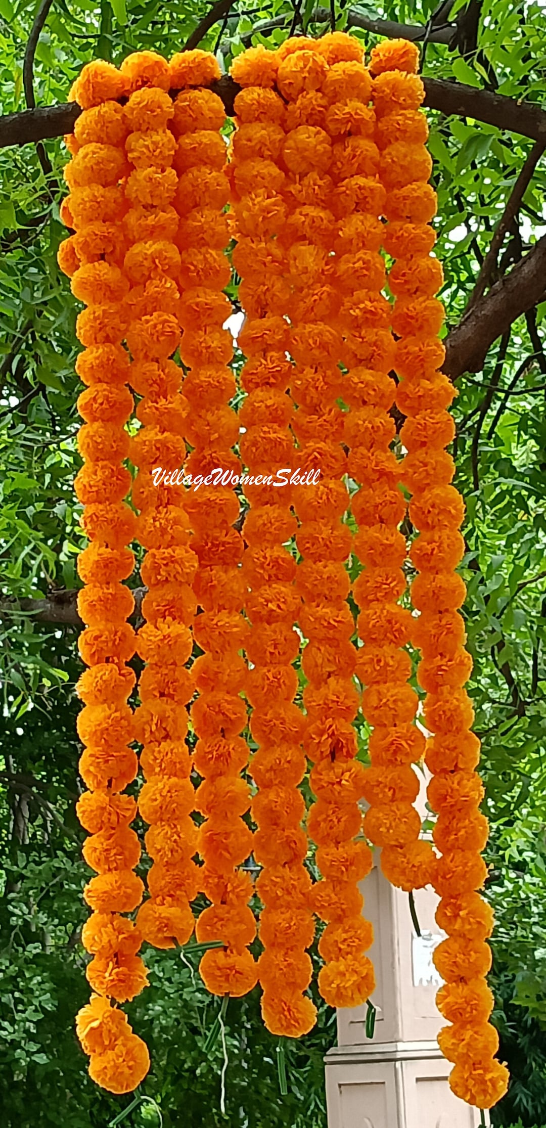 Artificial Marigold Flowers Decoration (Yellow \u0026 White, Pack of 10 strings), image size:1080x2231