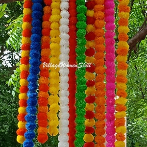 Wholesale Lot Of Indian Artificial Mix Color marigold flower string party backdrop, Indian Diwali, Christmas decoration