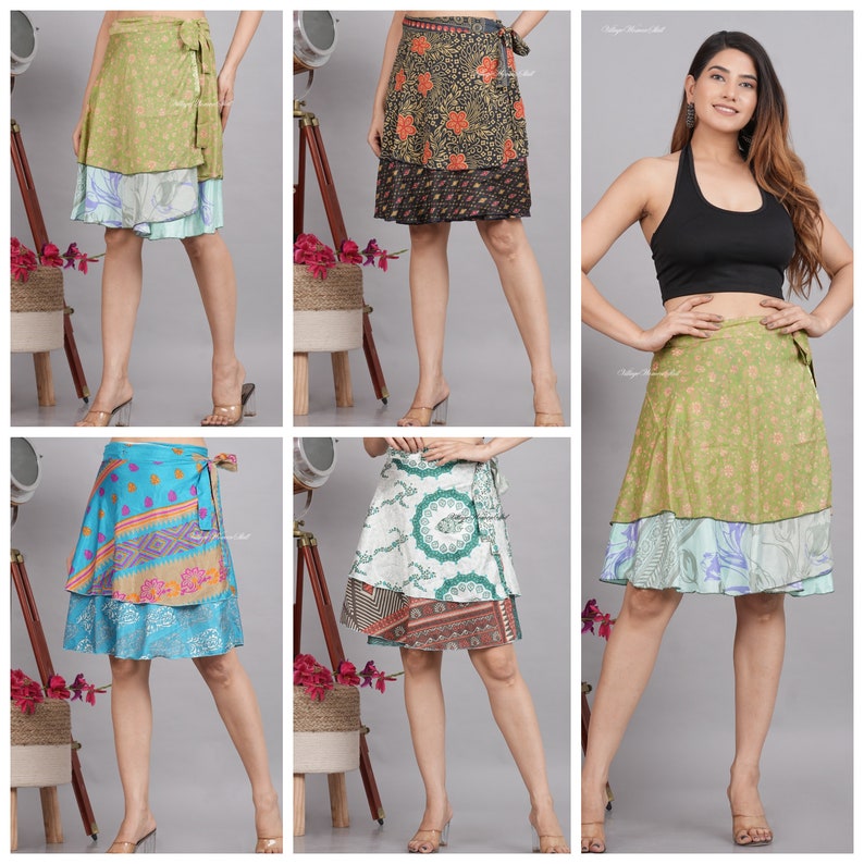 Pack of Indian Silk Mini Skirts, Vintage Silk Skirt, Bohemian Skirts ...