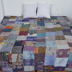 Bohemian Patchwork Quilt Kantha Quilt Handmade Vintage Quilts Boho King Size Bedding Throw Blanket Bedspread Quilting Hippie Quilts For Sale