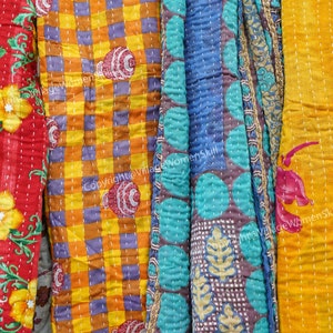 Große Menge Indischer Vintage Kantha Quilt Handgemachter Wurf Wendedecke Bettdecke Baumwollgewebe Boho Quilt Bild 9