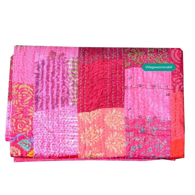 Handmade bed throw patchwork quilts for sale Pink
