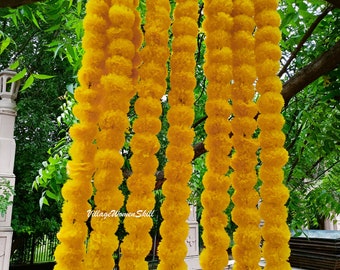 Großhandel Lot künstliche Ringelblume Dekor Girlanden Vine Hochzeit Indian Event-Dekoration Blumen Strings Mehndi Dekorationen