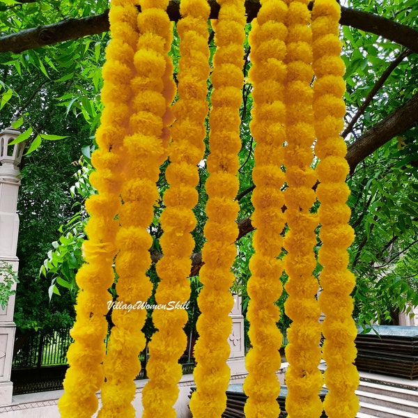 Wholesale Lot Artificial Marigold Flower decor Garlands Vine Wedding Indian Event Decoration Flowers Strings Mehndi Decorations