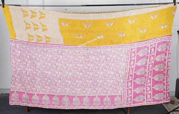 Vintage Quilt Kantha Quilt Indian Quilts Handmade Quilts Throw Blankets Reversible Quilts Bohemian Quilt