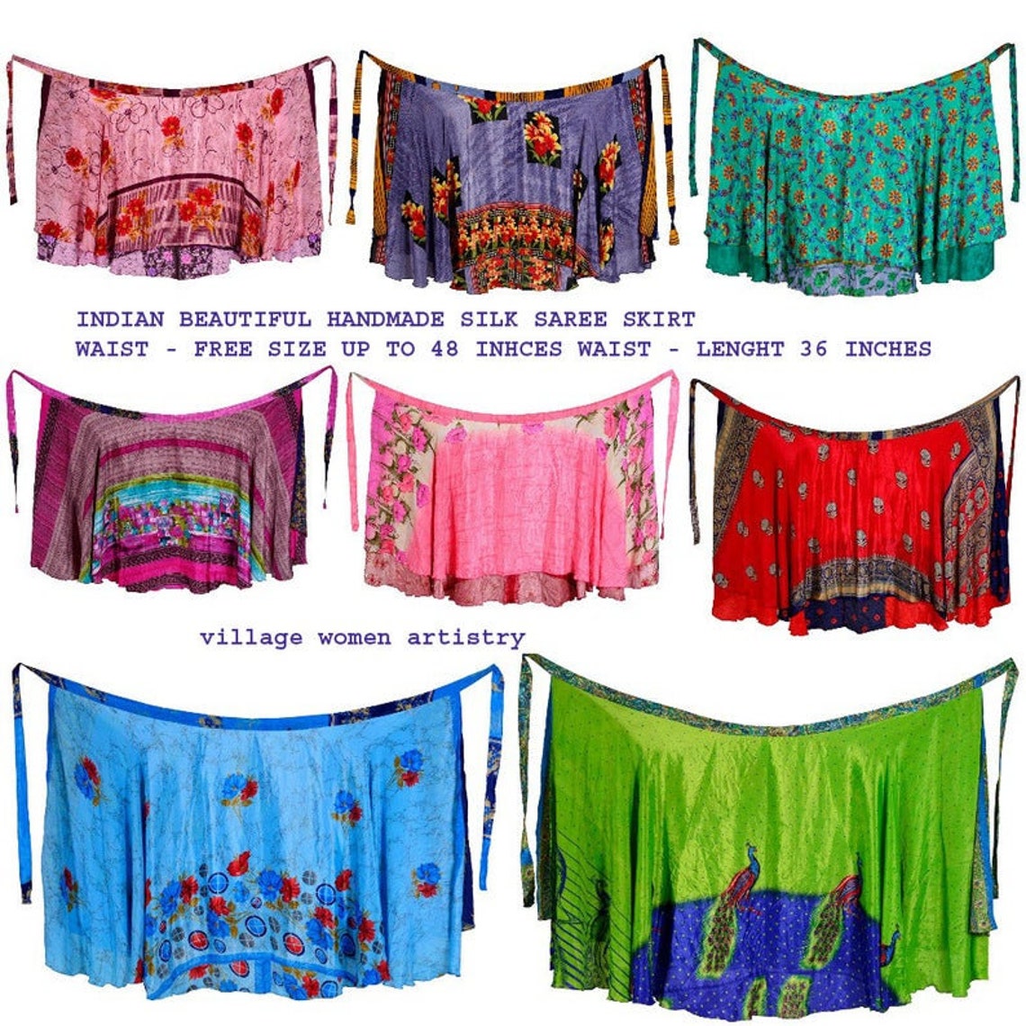 Vintage Sari Beaded Patchwork Bohemian Skirt 47 main image 1