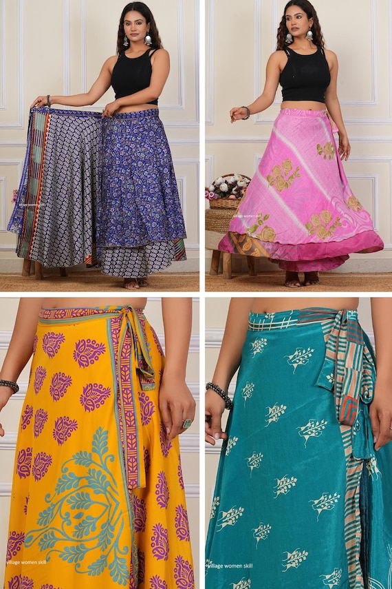 Vintage Sari Silk Wrap Skirt: Reversible Handmade Long Skirt - Etsy
