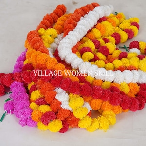 SALE ON Indian Mix Color Artificial Decorative Marigold Flower Garland Strings for Christmas Wedding Party Decoration Diwali decor
