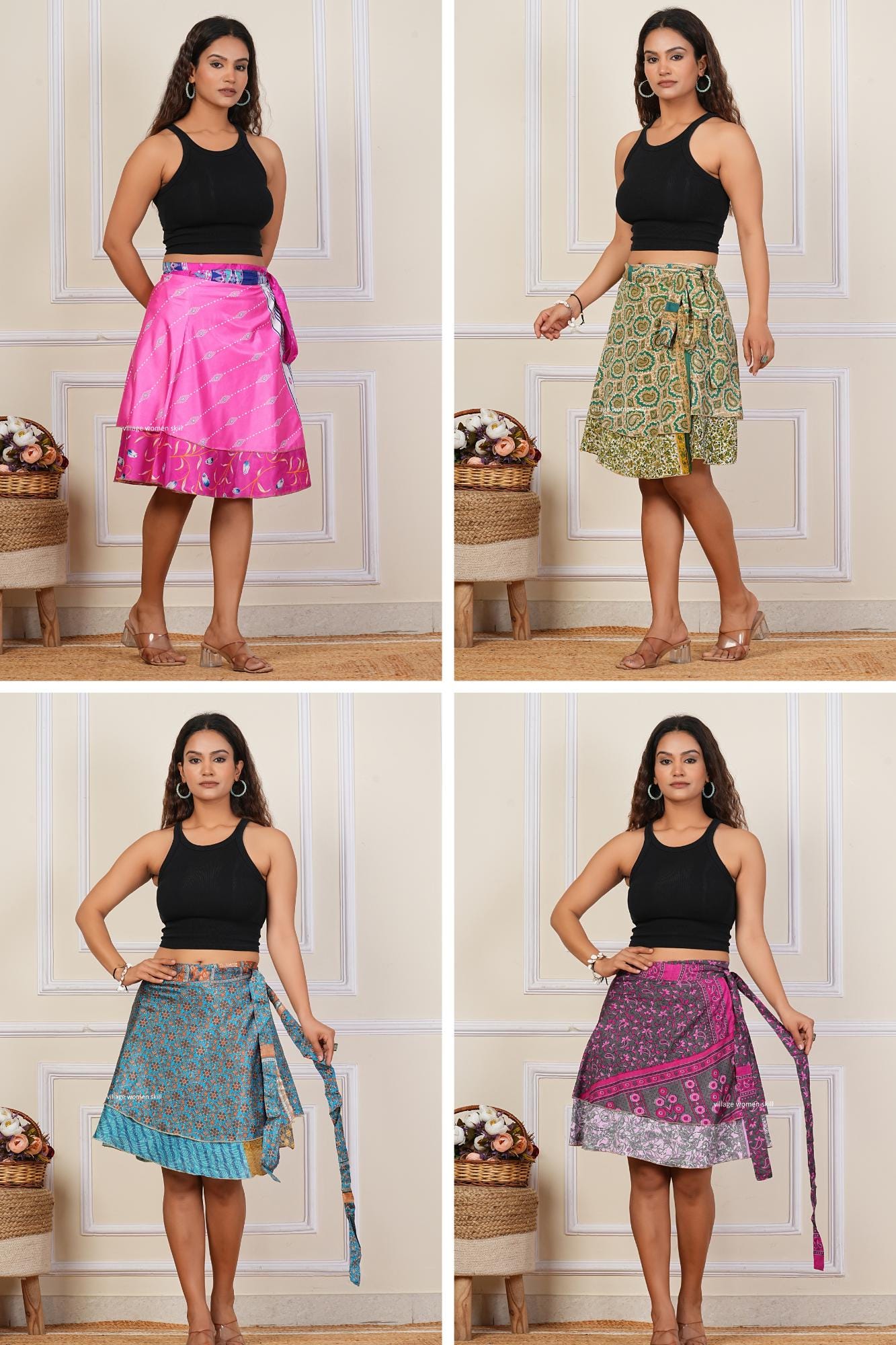 1990s silk wrap skirt シルクラップスカート vintage Silk wrap skirt