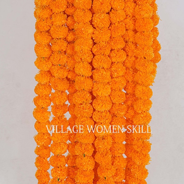 SALE ON Indian Marigold Flower Artificial Decorative Deewali Marigold Flower Garland Strings for Christmas Wedding Party Decoration