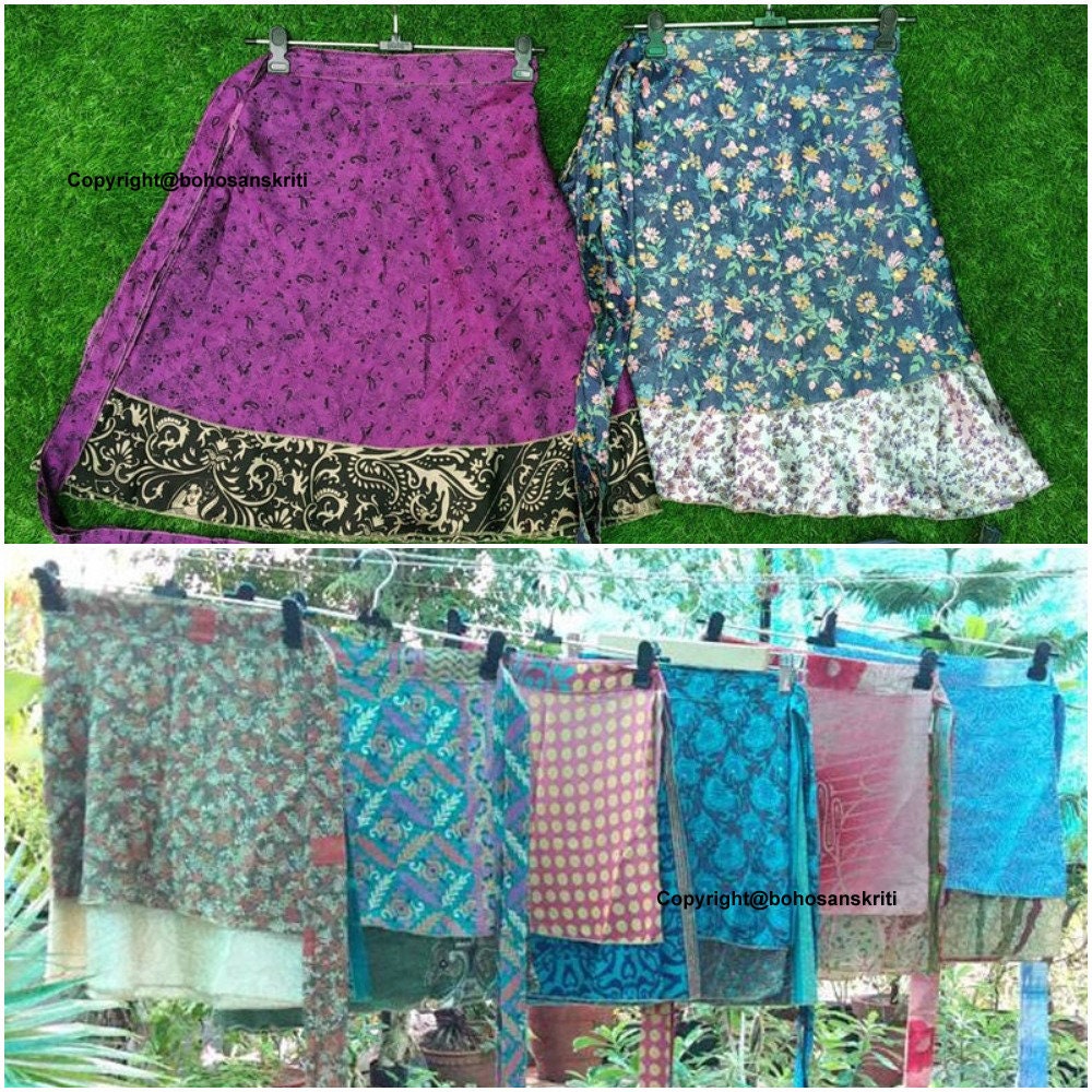 5 Pc Indian Silk Mini Skirts Vintage Silk Skirt Bohemian - Etsy
