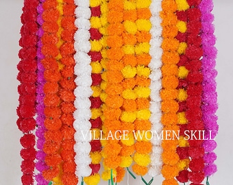 Indian Marigold Garland, Artificial Flower Strings for Wedding Decor