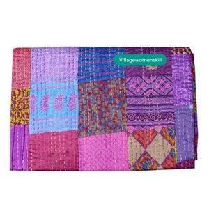 Handmade bed throw patchwork quilts for sale Purple