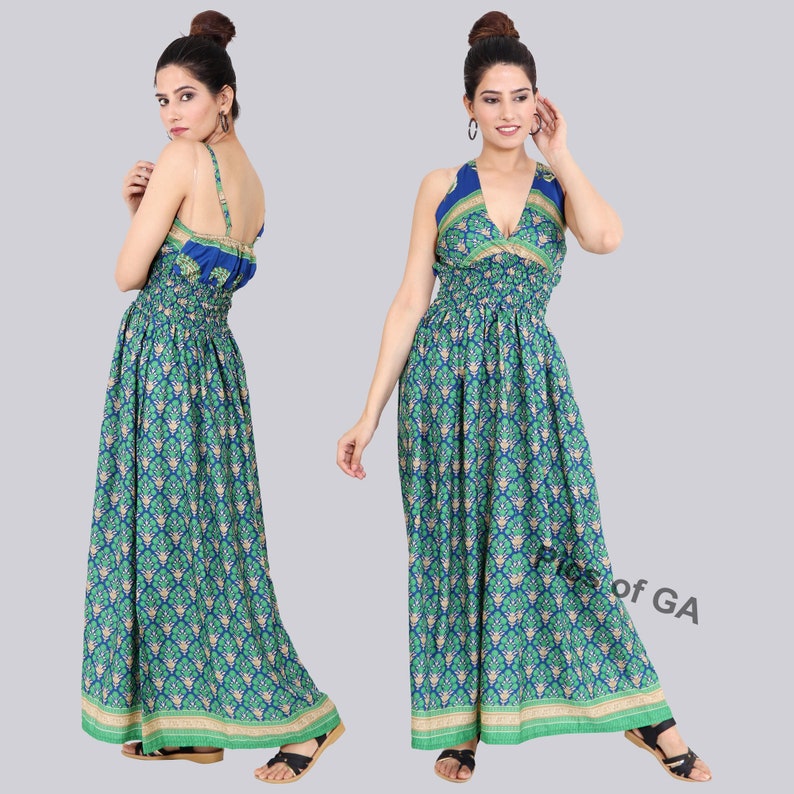 Bohemian Long Summer Dress resort wear 5 pc Maxi Summer Dress long sleeveless dress Silky Maxi Dress women/'s dress indian dress