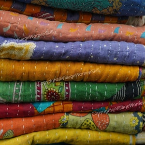 Wholesale lot of Boho bedding kantha quilt reversible quilt bedspread vintage handmade kantha throw 85X55 inches zdjęcie 9