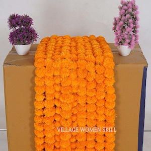 Wholesale artificial marigold flower garlands Indian wedding decoration flower garland bulk garlands for wall decor marigold garlands image 2