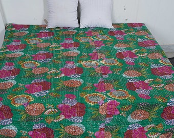 Handgemaakte bloemenkantha-quilt Indiase Kantha-quilt Kantha Bedcover katoenen deken Gudari