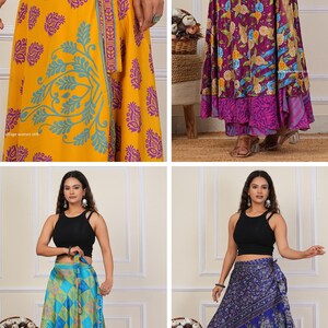 Wholesale of Vintage Indian Silk Wrap Skirts Bohemain Wrap Skirt Summer Long Maxi Handmade Skirt image 4