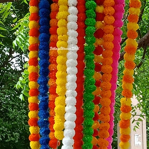 SALE ON Indian Mix Color Artificial Decorative Marigold Flower Garland Strings for Christmas Wedding Party Decoration Diwali decor
