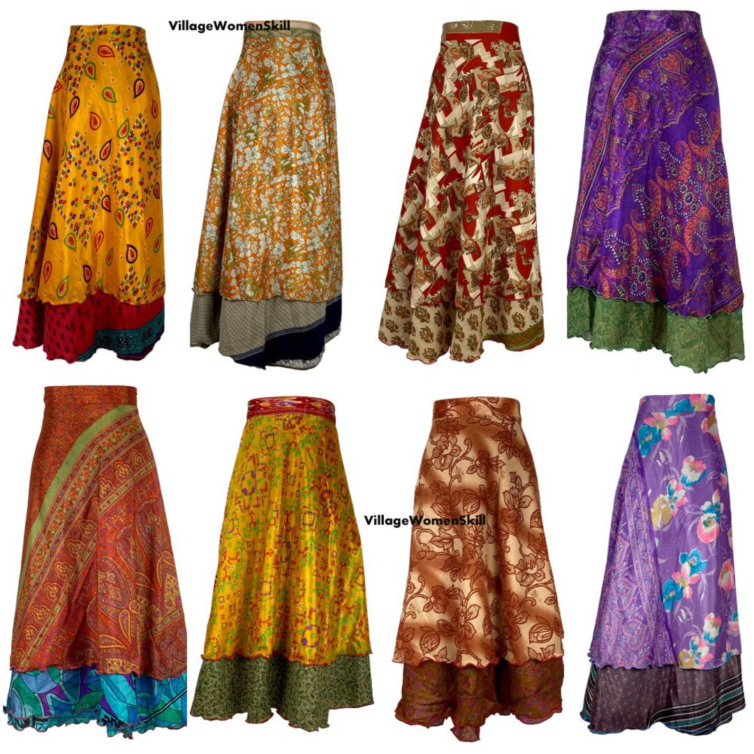 Wholesale Lots Sari Silk Wrap Skirt Reversible and Lightweight - Etsy