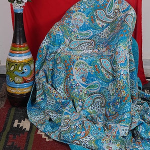 indian cotton kantha quilt Bedding throw sofa coverlet bedspread single/double/king size Handmade blanket paisley