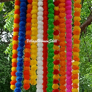 SALE ON Indian Mix Color Artificial Decorative Marigold Flower Garland Strings for Christmas Wedding Party Decoration Diwali decor