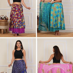 Wholesale of Vintage Indian Silk Wrap Skirts Bohemain Wrap Skirt Summer Long Maxi Handmade Skirt image 16