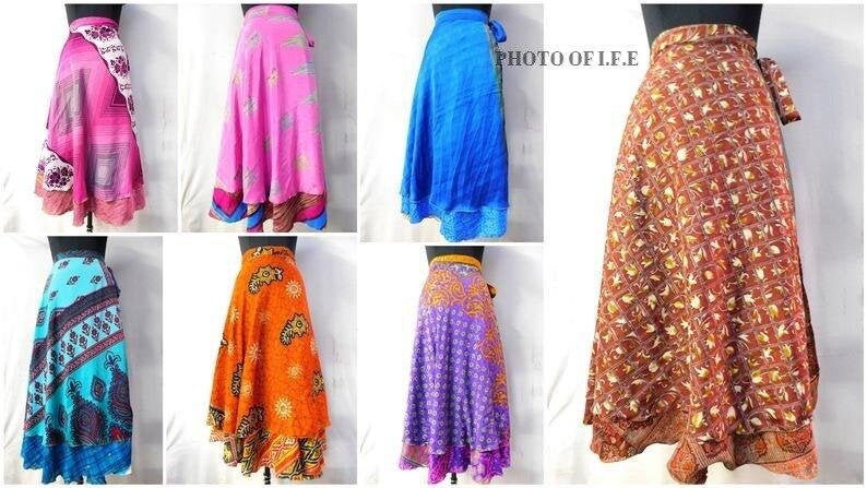 Vintage Sari Beaded Patchwork Bohemian Skirt 54