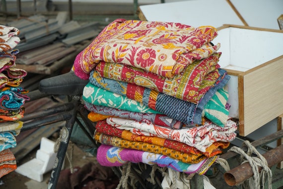 Wholesale Lot Vintage Kantha Quilt Sari Coverlet Sundance Kantha Throw Recycle Fabric Etsy