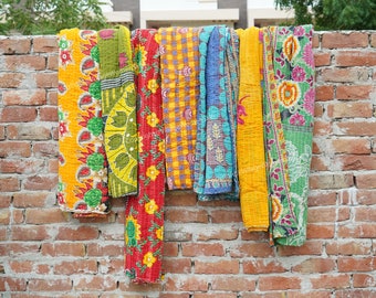 Wholesale Lot Vintage Kantha Quilt, Sari Coverlet, Sundance Kantha Throw Recycle Fabric