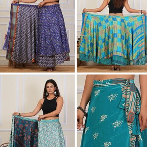 Wholesale of Vintage Indian Silk Wrap Skirts Bohemain Wrap Skirt Summer Long Maxi Handmade Skirt image 2