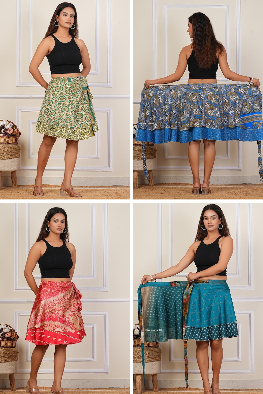 Wholesale Lot Short Mini Skirt Indian Women Wrap Skirts Vintage