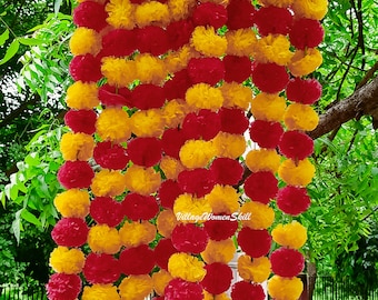 Artificial Marigold Flower Garlands Decorative Flowers Strings