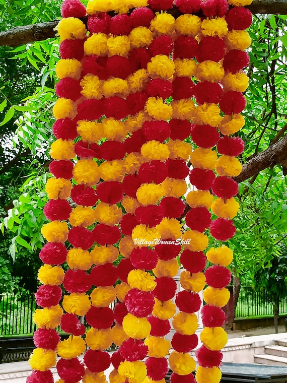 Artificial Marigold Flower Garlands Decorative Flowers Strings Etsy