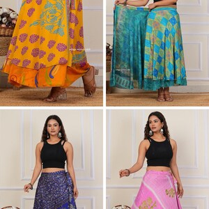Wholesale of Vintage Indian Silk Wrap Skirts Bohemain Wrap Skirt Summer Long Maxi Handmade Skirt image 15